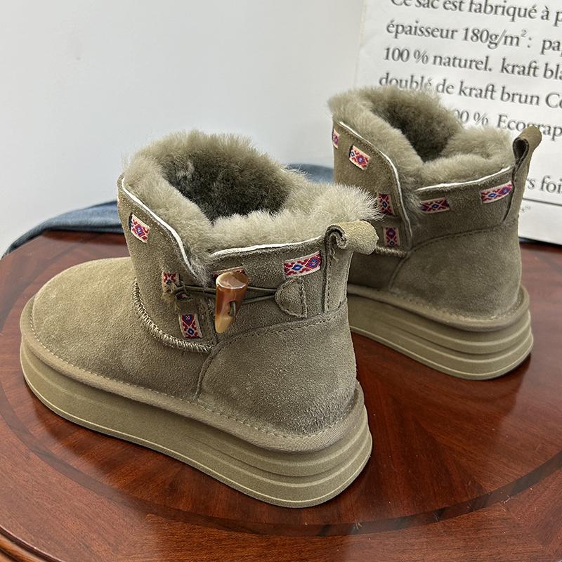 加绒雪地靴加厚羊毛棉鞋靴子冬季