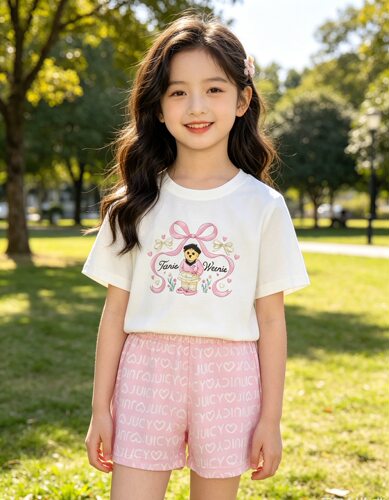 女童短袖套装夏女孩大童洋气时髦运动短裤儿童夏季两件套