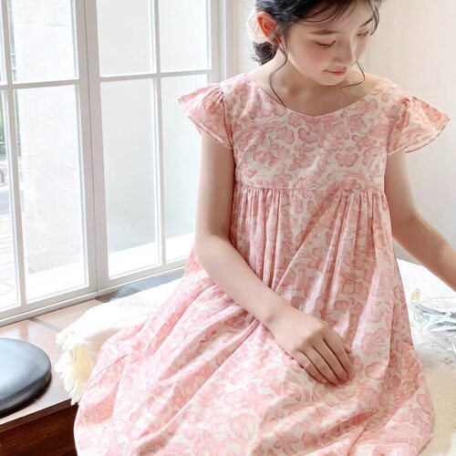 女童夏季纯棉碎花公主裙