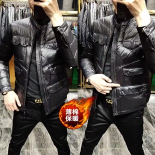 9621秋冬男士轻薄羽绒棉棉服外衣精神机车服冬季男款薄棉夹克外套