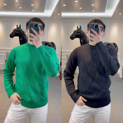 欧洲站毛衣男款绿色羊绒衫冬装