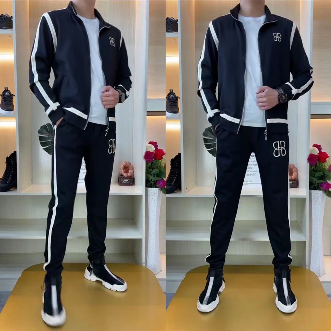 t861秋季新款男士套装时尚印花