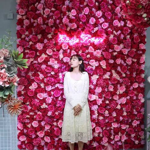 仿真花墙直播间背景墙网红打卡墙面装饰假花玫瑰花婚礼场景布置