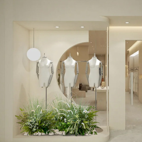 服装店橱窗仿真绿植造景