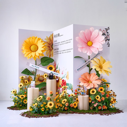 向日葵成品假花仿真花摆设