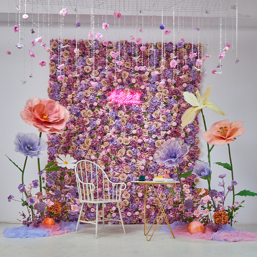 假花仿真花摆设玫瑰花墙装饰背景墙布置高级感网红拍照打卡点造景