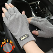 半指手套女冬天露指暖绒春秋薄款 学生写字漏五指头保暖男半截手套