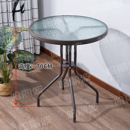 户外桌子防雨钢化玻璃餐桌阳台方圆形咖啡厅小茶几商用休闲铁艺桌