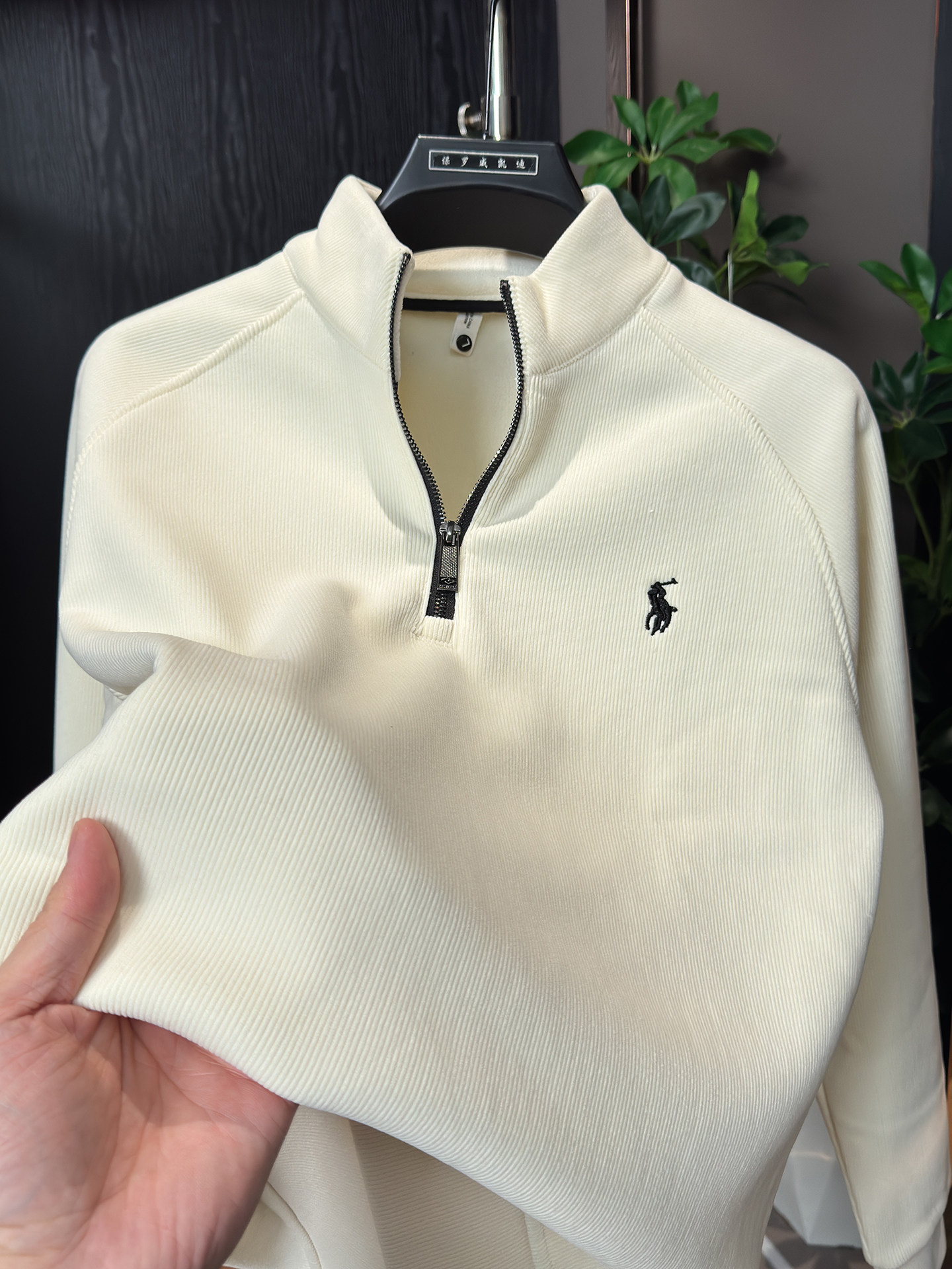 保罗丝绒裸感男半拉炼卫衣加绒加厚一体绒打底衫潮牌冬季保暖上衣