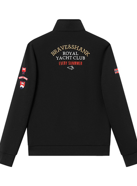 BRAVE&SHARK/勇士鲨鱼2025秋冬款男套头半拉链美式刺绣卫衣潮高端