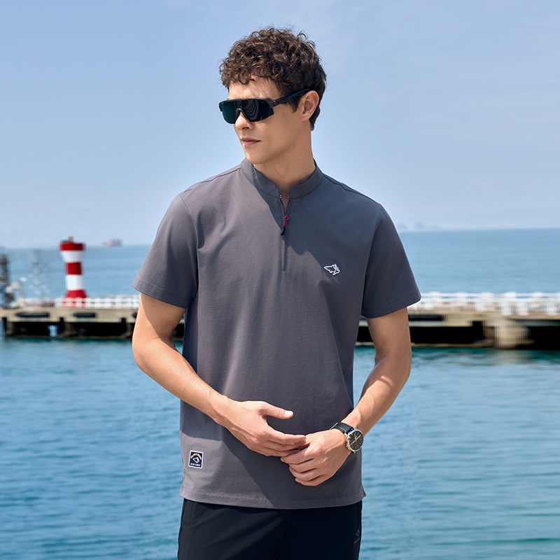 BRAVE&SHARK/勇士鲨鱼25新款时尚半拉链短袖T恤男夏季翻领POLO衫