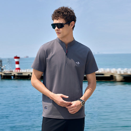 BRAVE&SHARK/勇士鲨鱼25新款时尚半拉链短袖T恤男夏季翻领POLO衫