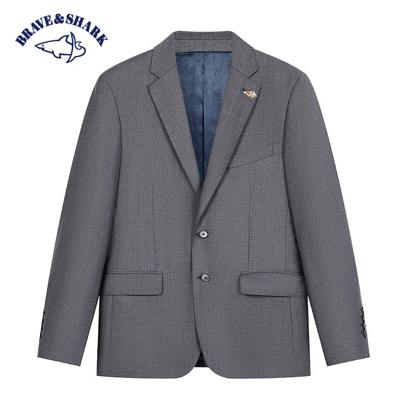勇士鲨鱼商务休闲西服上衣男25春秋季品牌经典西装外套高端大气