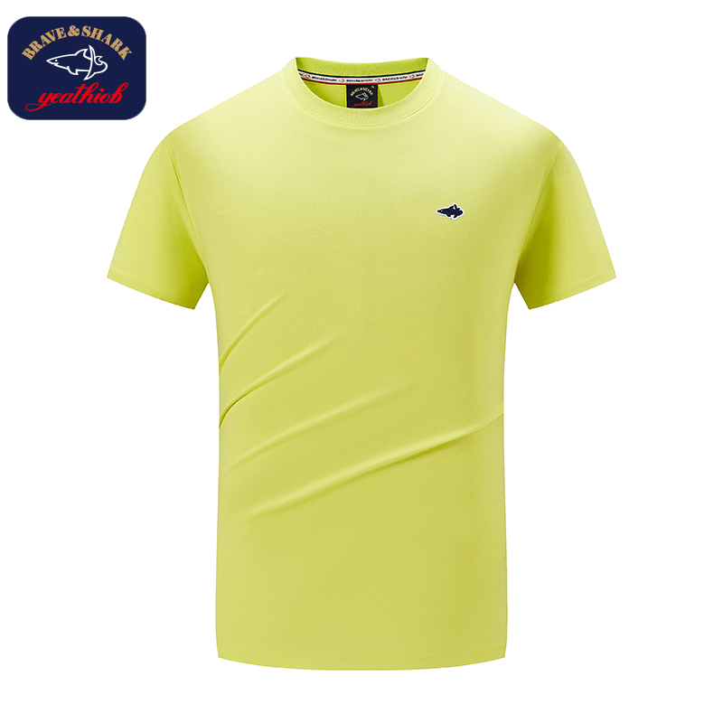 BRAVE&SHARK/勇士鲨鱼男潮流百搭时尚短袖T恤休闲上衣活力桔黄色