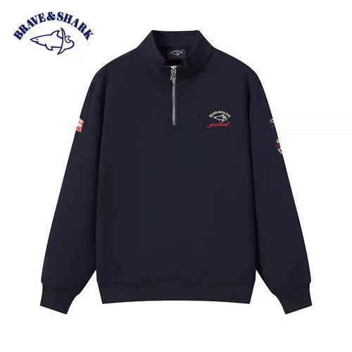 勇士鲨鱼美式半拉链卫衣