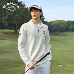 半高拉链立领美式 长袖 复古 勇士鲨鱼2025春秋卫衣男士 BRAVE&SHARK