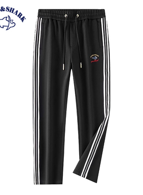 BRAVE&SHARK/勇士鲨鱼男士休闲卫裤2025春秋潮流宽松直筒刺绣裤子