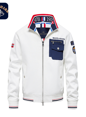 BRAVE&SHARK/勇士鲨鱼25秋季新款立领夹克刺绣撞色轻奢麂皮绒外套