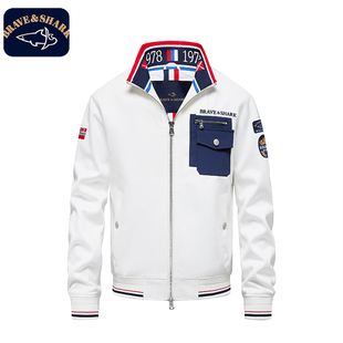 立领夹克刺绣撞色轻奢麂皮绒外套 新款 BRAVE&SHARK 勇士鲨鱼25秋季