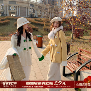 CLOUDSEASON毛球新中式上衣女装中国风2026新款冬小个子气质外套