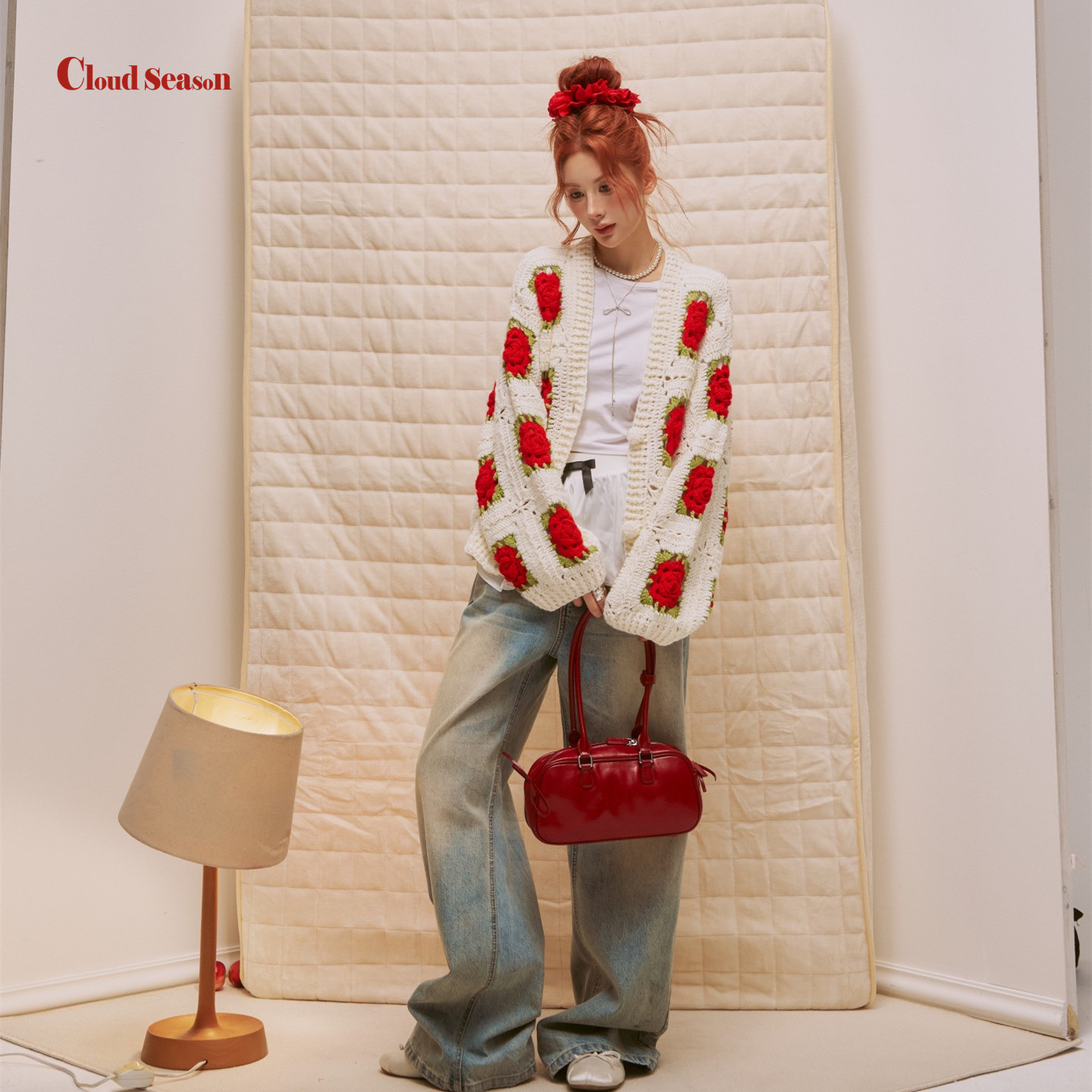CLOUDSEASON绿松玫瑰手钩毛衣女毛衣开衫外套女2026新款女毛衣