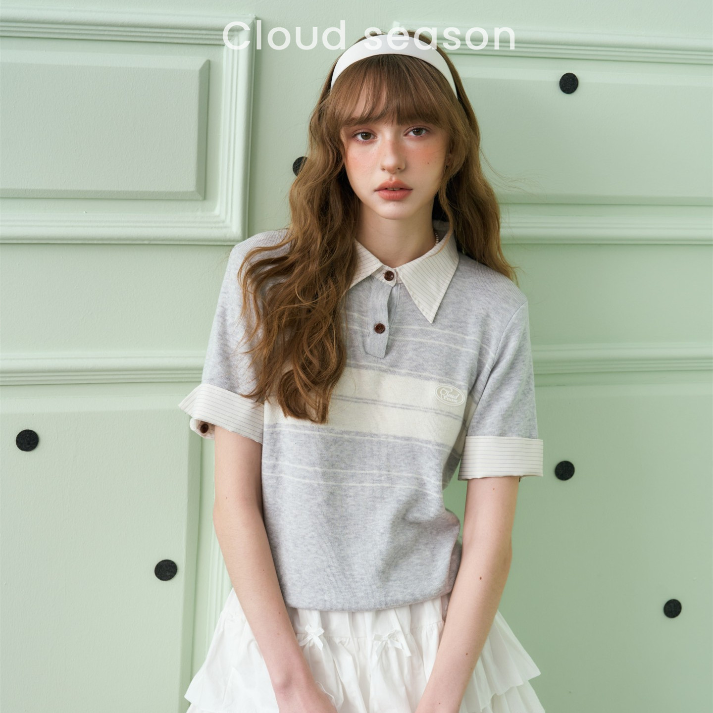 CLOUDSEASON学院信封POPO衫短袖t恤女2026新款夏薄款轻奢高级感