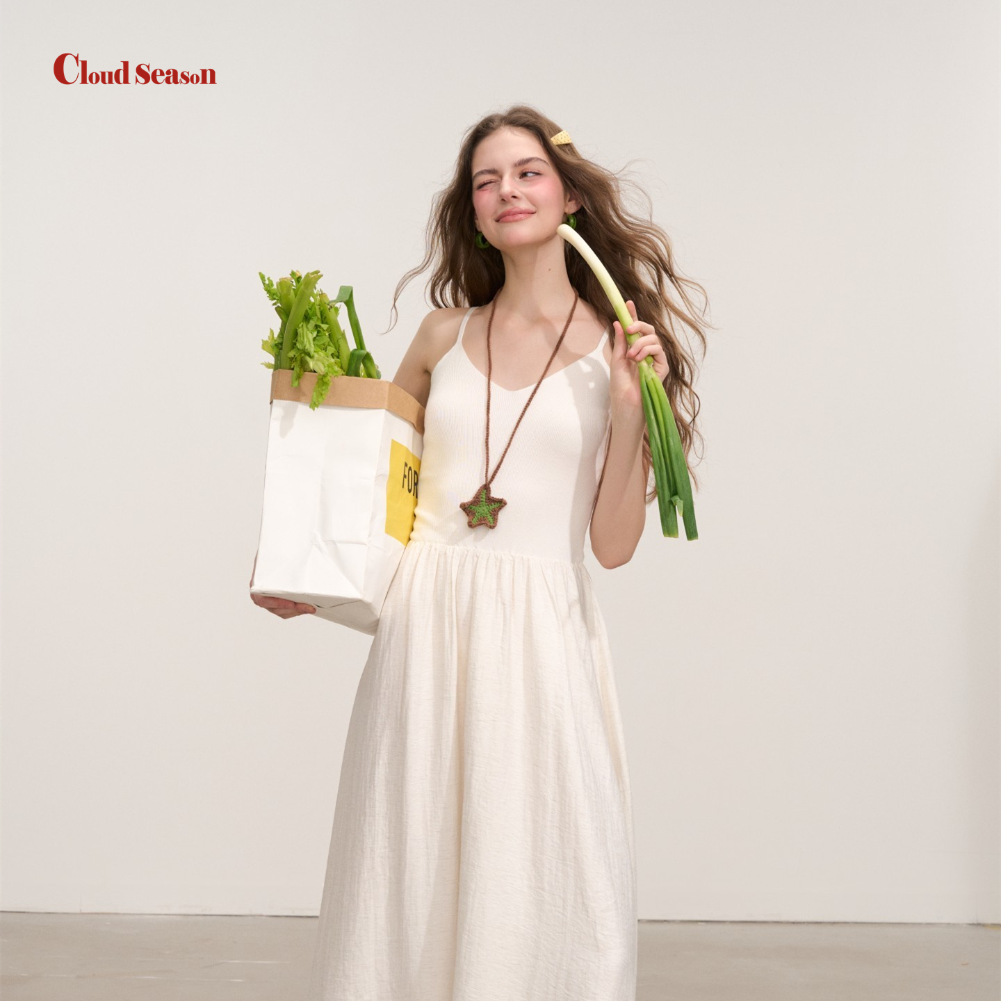 CLOUDSEASON海之女吊带连衣裙巨好看的早秋连衣裙白色连衣裙秋季
