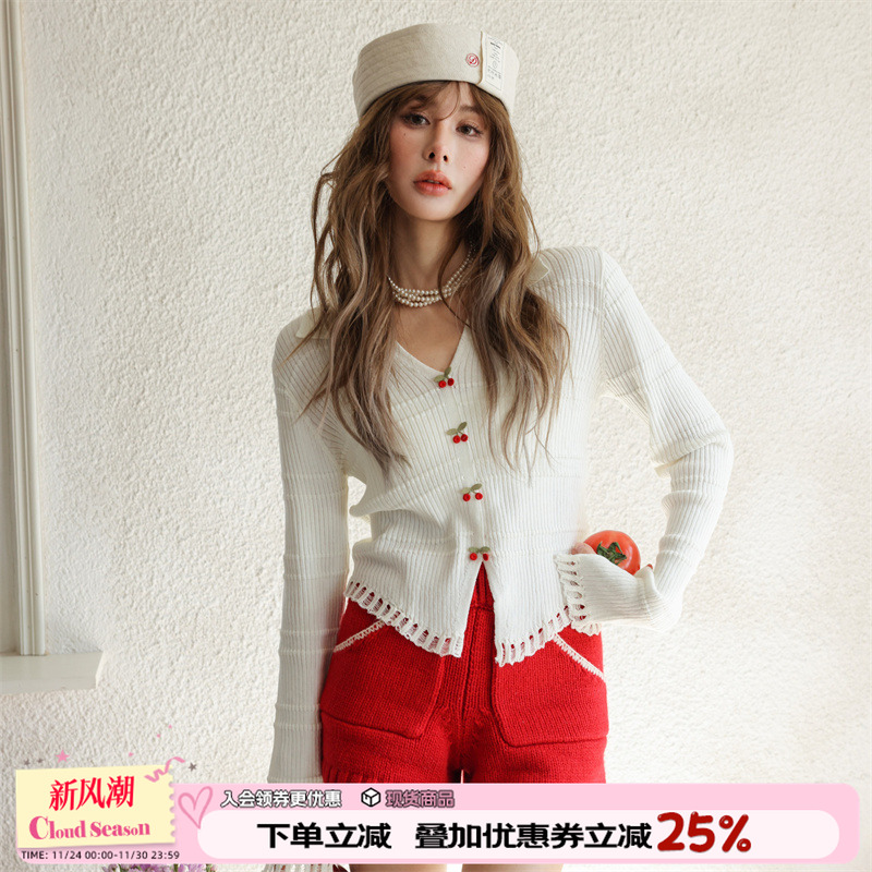 CLOUDSEASON立体小樱桃针织衫