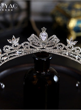 法式新品精致蝴蝶结百搭超仙巴洛克新娘皇冠头饰结婚白纱造型王冠