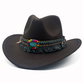 藏族礼帽西部牛仔帽男藏式 舞蹈骑士爵士遮阳草帽草原女蒙古帽儿童