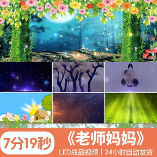 幼儿园情景剧老师妈妈妈妈老师舞台大屏幕背景视频素材