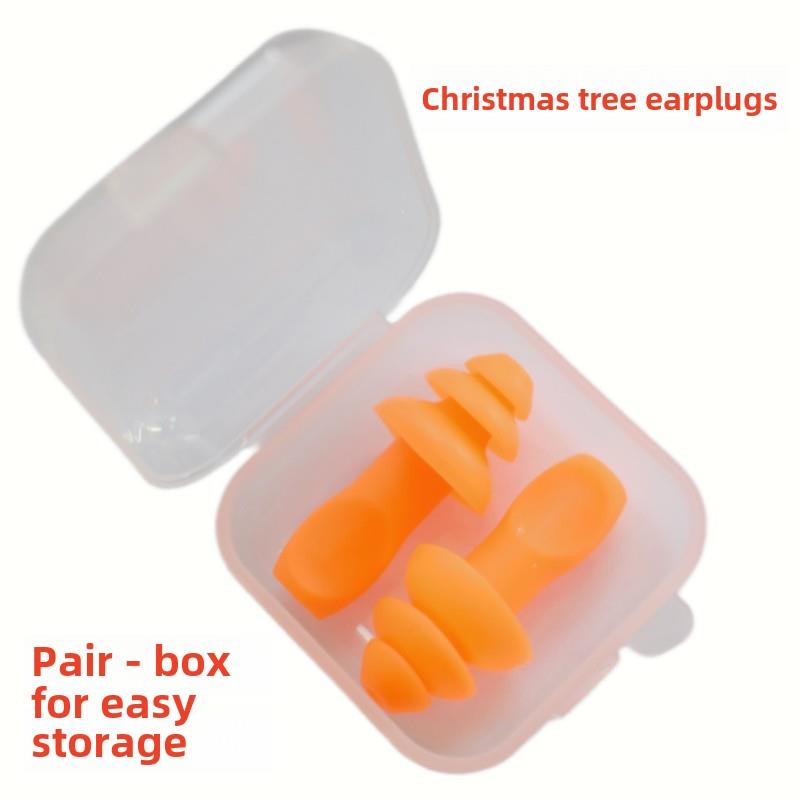 降噪耳塞圣诞树型带线硅胶劳保厂防护耳塞隔音降噪睡眠耳塞