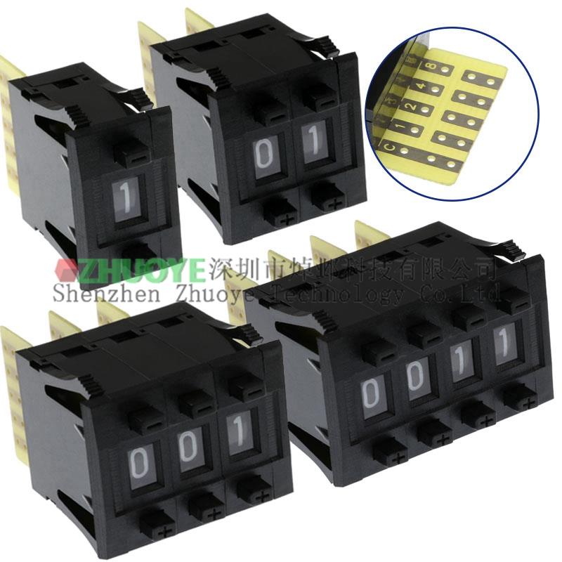 编码数字开关8421C拨码0-9 拨盘 5个触点 1/2/3/4位带挡板 黑色