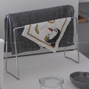 Q生活 加粗6mm304不锈钢高低抹布架厨房晾晒架 给抹布一个单肩