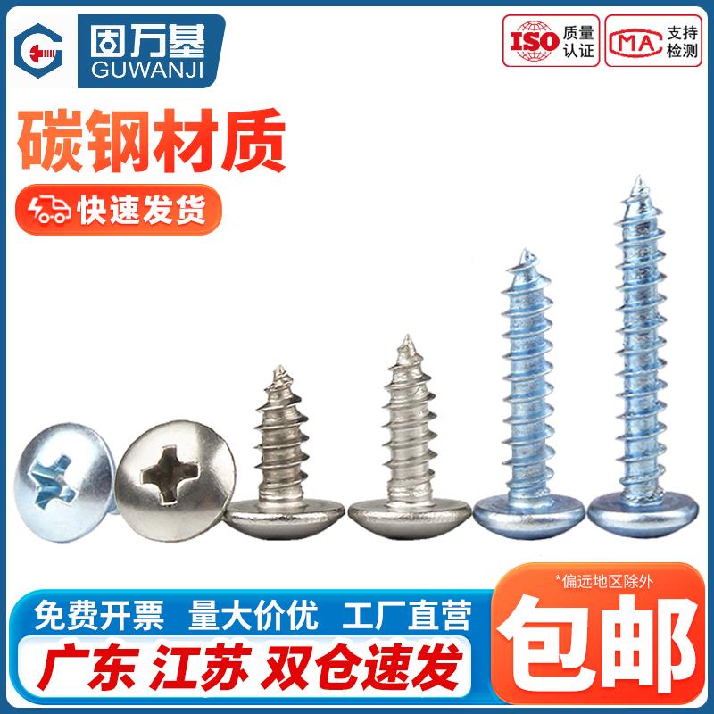 大扁头自攻螺丝钉蓝锌加硬十字伞头蘑菇圆头自攻钉尖尾木螺钉M4M5