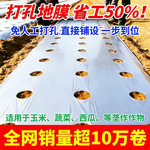 打孔银黑地膜农用打孔地膜有孔除草地膜银黑双色反光种菜专用地膜