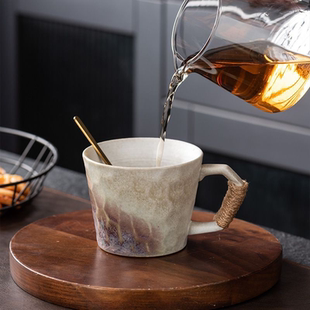 杯子陶瓷复古创意式窑变粗陶手工女士高颜值马克杯大容量家用水杯