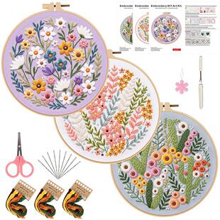 新品繁花刺绣手工刺绣diy材料包embroidery针线套件跨境英文
