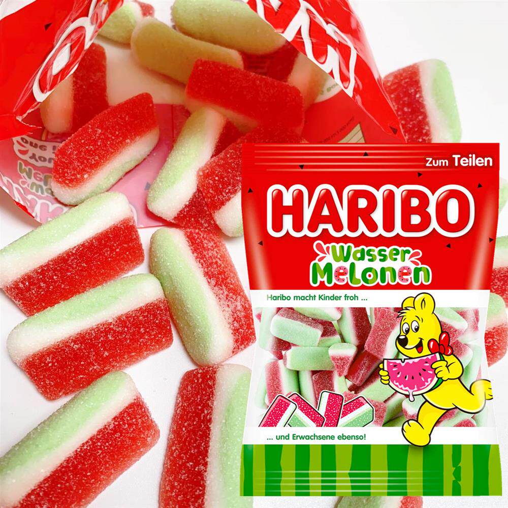 西瓜味软糖Watermelon flavored gummies酸甜水果夹心糖果bonbon