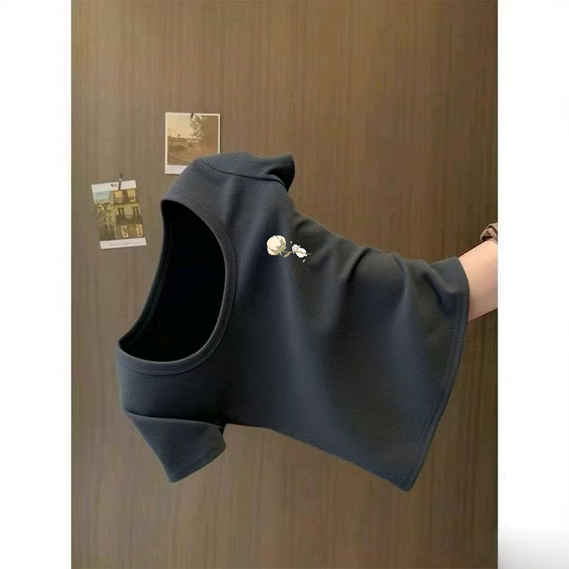 洋气减龄正肩短袖女纯棉T恤夏季