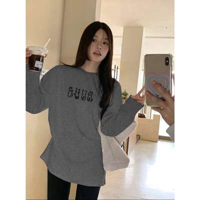 中长款遮屁股洋气T恤德绒打底衫