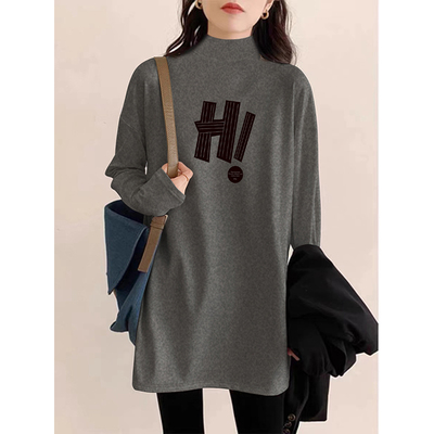 中长款双面磨毛打底衫女秋冬内搭