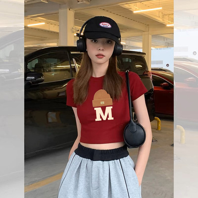 纯欲风辣妹时尚印花短袖T恤女夏