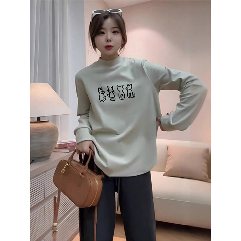 气质百搭半高领打底衫女秋冬卫衣