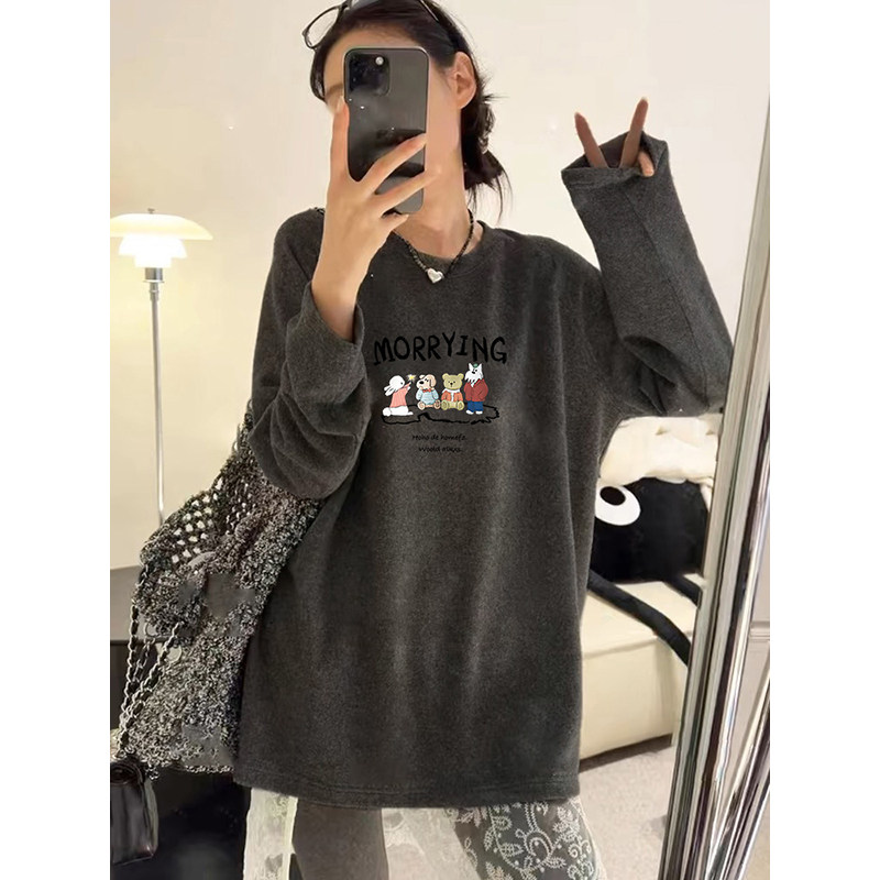 欧货大码胖mm显瘦内搭德绒打底衫女中长款遮屁股上衣保暖长袖T恤