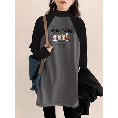 小个子磨毛打底衫女秋冬内搭宽松