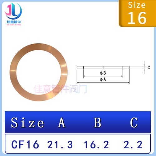 CF无氧铜垫片真空铜垫CF法兰管件密封圈25/35/63/80/100/150/200/