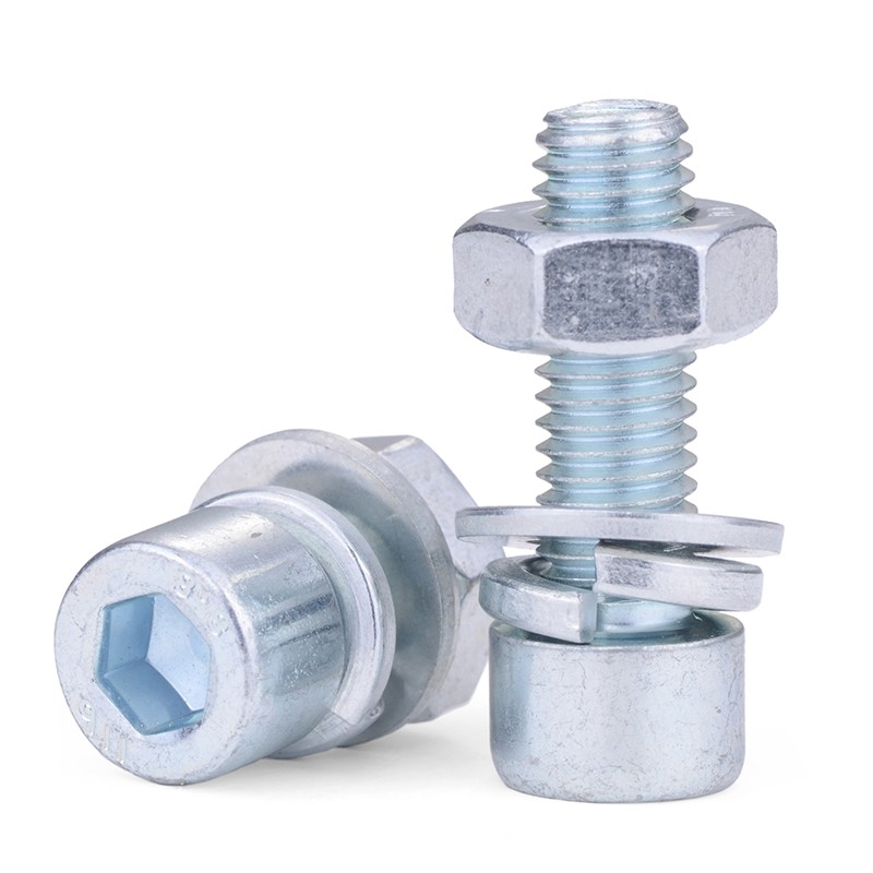 8.8级镀锌圆柱内六角弹平母螺栓螺丝螺母套装G大全M4M5M6M8M10M12