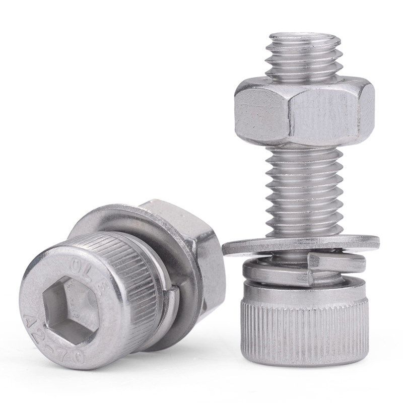 304不锈钢内六角螺丝螺母套装带弹平垫螺栓螺帽大全m3Om4m5m6m8m1