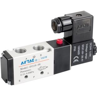 08二位五通换向阀DC24V 亚德客气动电磁阀4V210 AC220V线圈控制阀